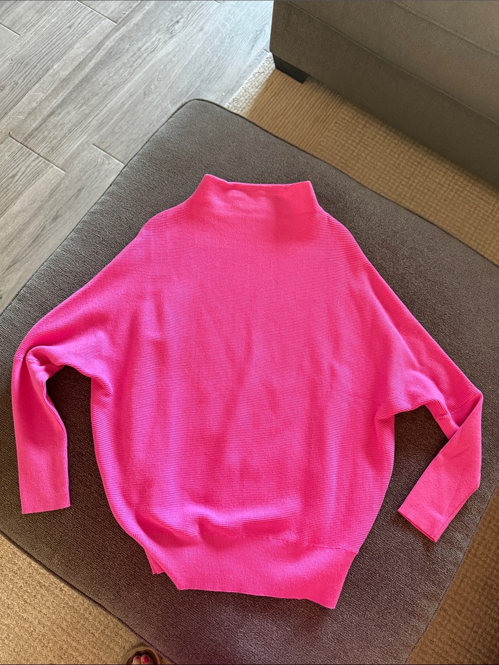 Blue Ivy Bright Pink Mock Neck Dolman Sweater